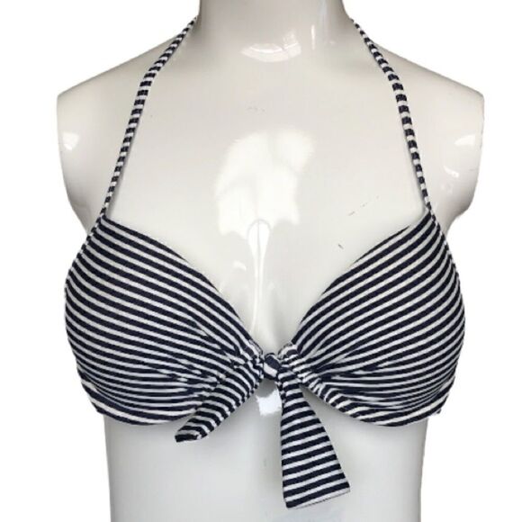 Aerie dark blue/white striped pushup bikini 34B - Picture 1 of 7